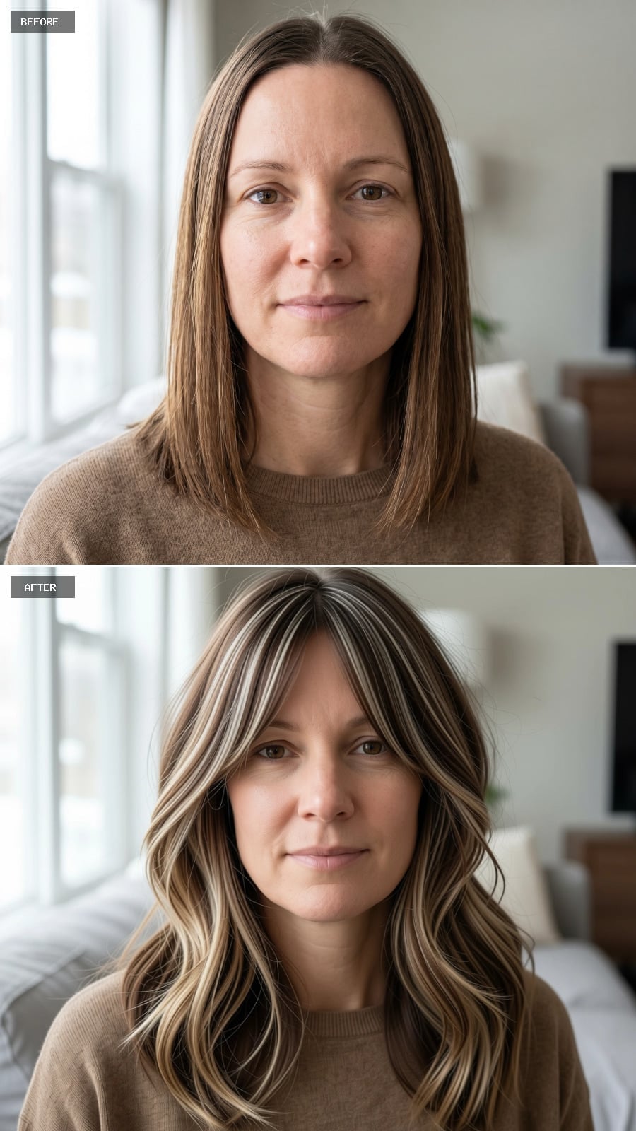 Curtain Bangs, Chunky Highlights, and Suddenly the Whole Face Has Room to Breathe