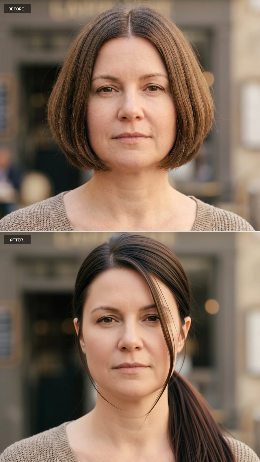 Darker Color and Swept-Back Length That Redraws the Whole Face