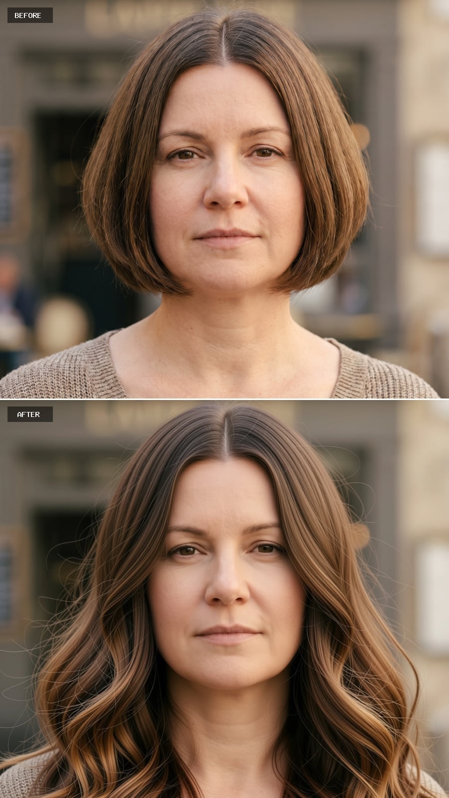 Wavy Length With Balayage Ends That Coax a Round Face Into Oval Territory