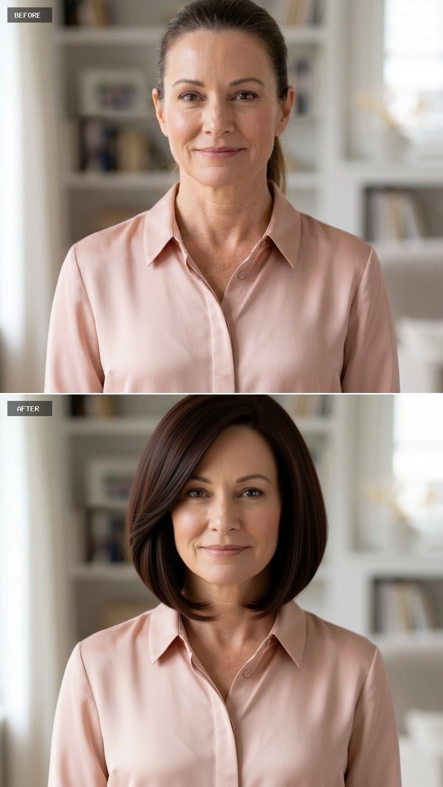 Brunette Bob, Side Part, and the Color That Stopped Blending Into the Background