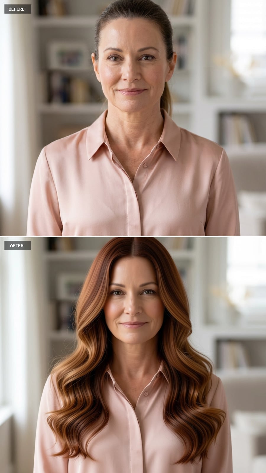 Copper-Red Waves, a Center Part, and the Length That Changes Everything