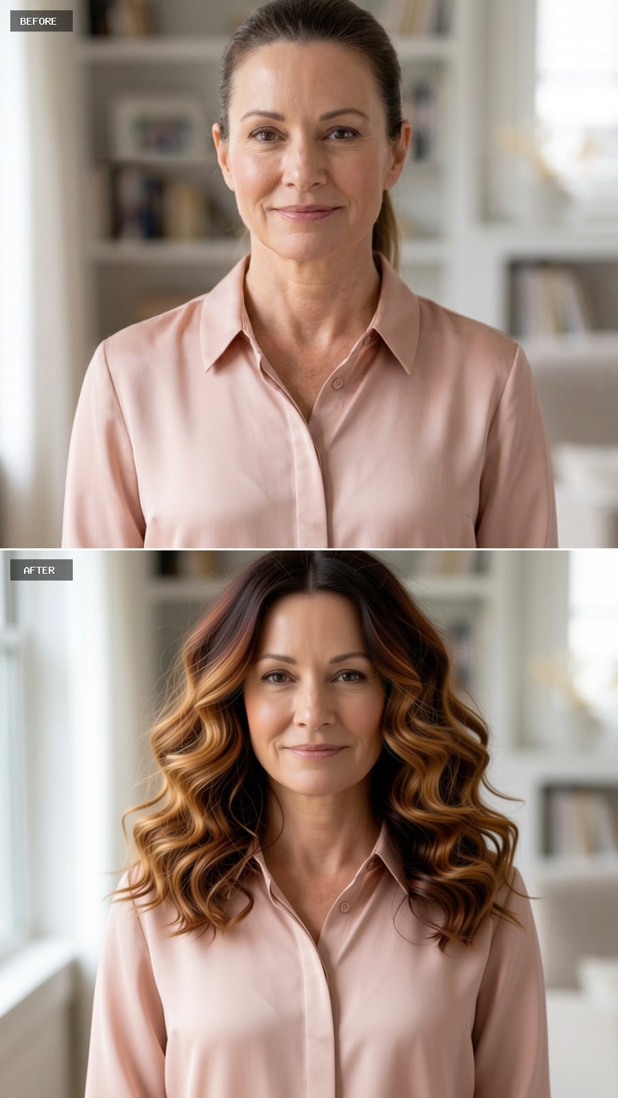 Warm Brunette Waves, a Center Part, and Volume That Holds Its Shape