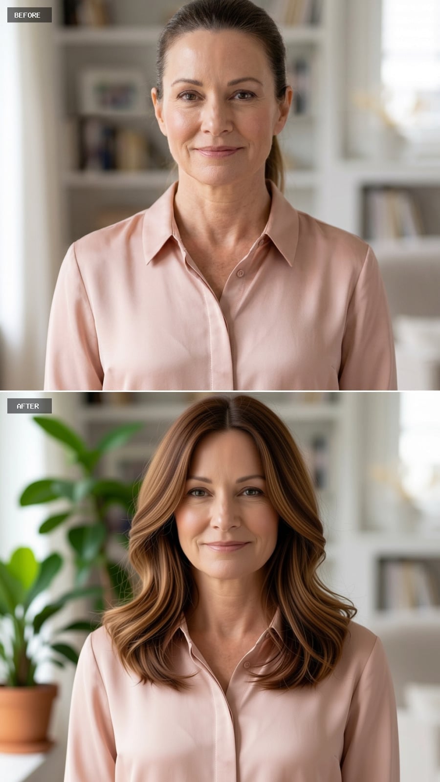 Wavy Layers, Warm Brunette, and a Shape That Finally Frames the Face