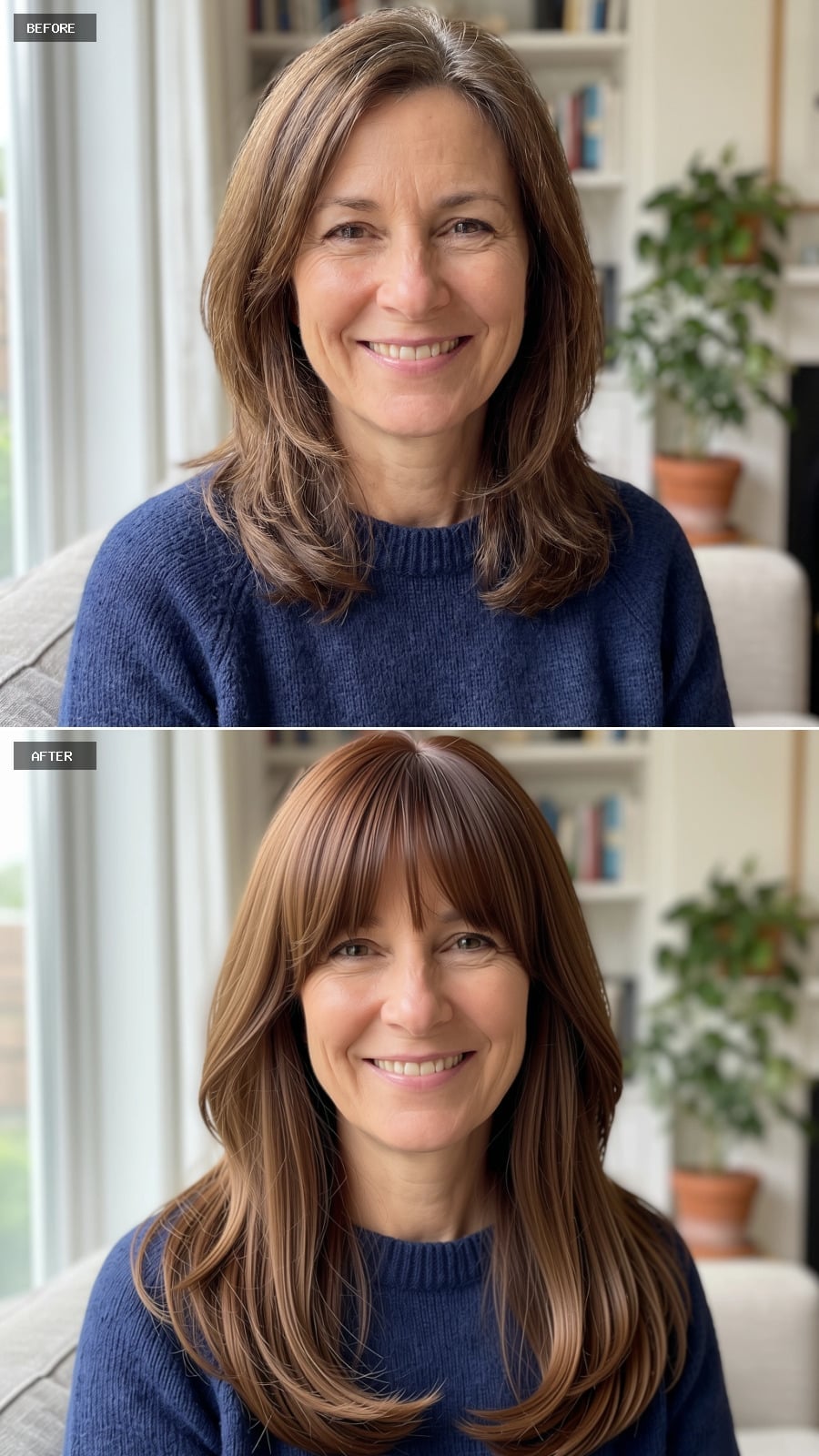 Full Fringe, Chestnut Length, and the Softest Version of a Straight-Across Bang