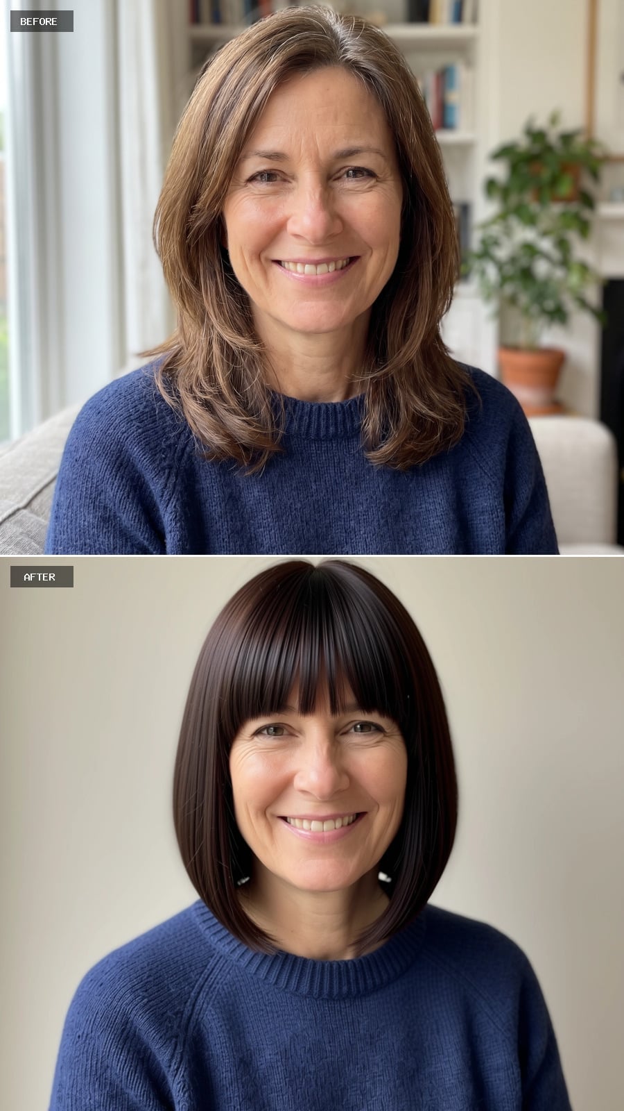 Jaw-Length Precision Bob with a Cool Brunette Finish