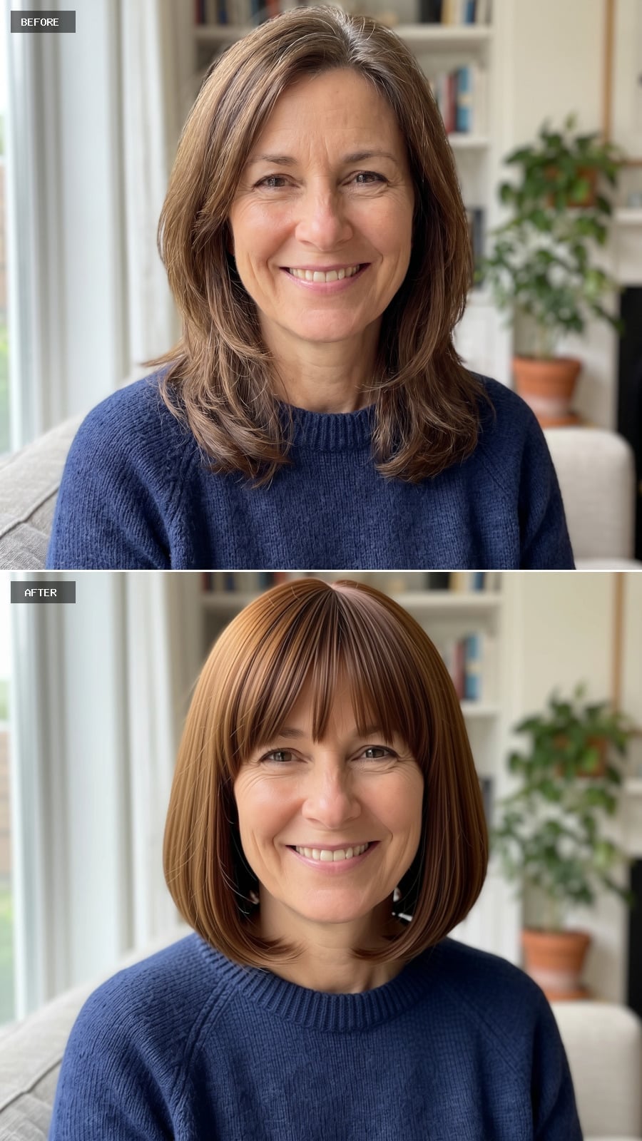 Copper Bob with Full Fringe and the Cut That Makes the Most Noise