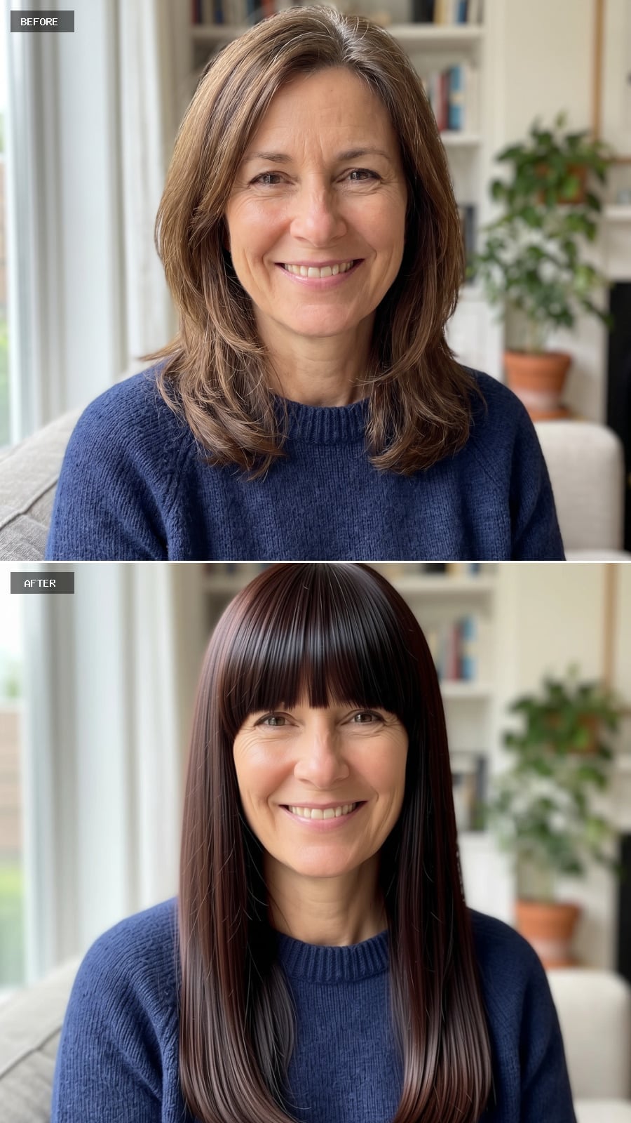 Dark Plum, Blunt Fringe, and the Length That Changes the Whole Equation