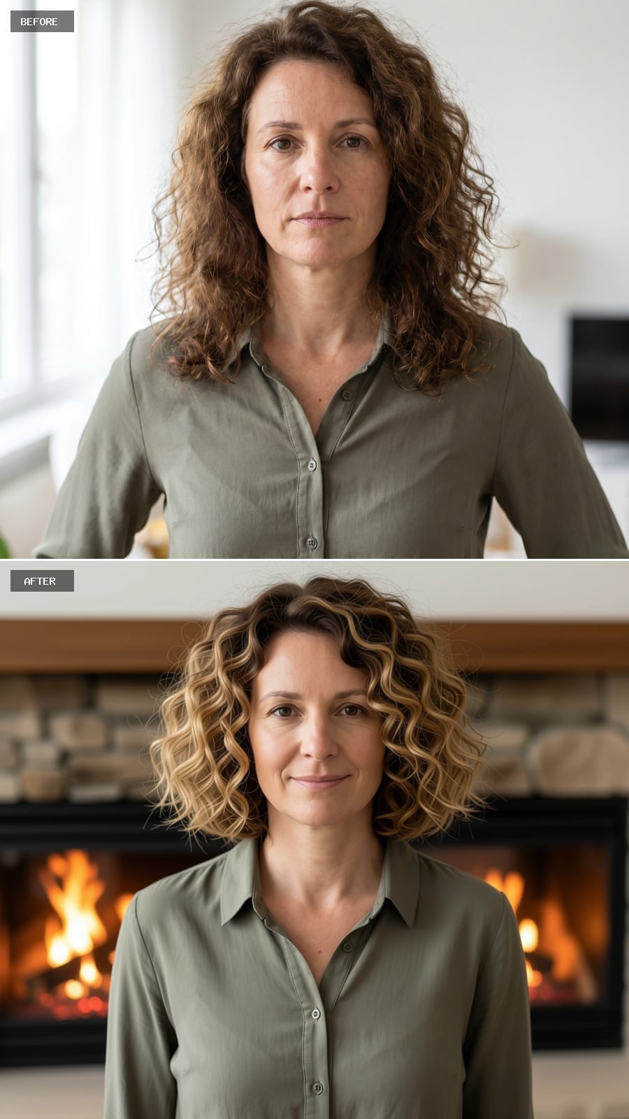 Blonde Highlights and Shorter Curls That Actually Work With the Shape of Her Face