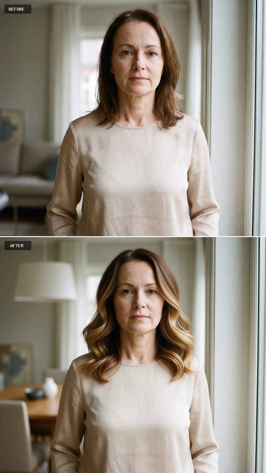Long Honey-Blonde Waves With Visible Dimension