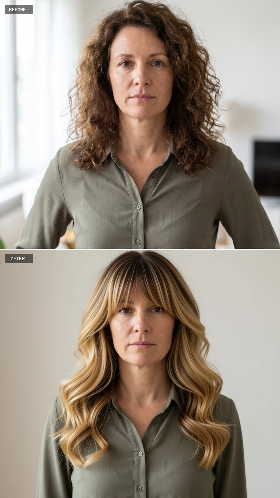 Blonde Highlights With Fringe That Reframe the Whole Face