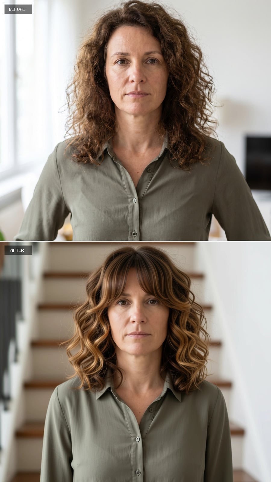 Curtain Bangs and Balayage Gave Her Curls a Shape They'd Been Missing