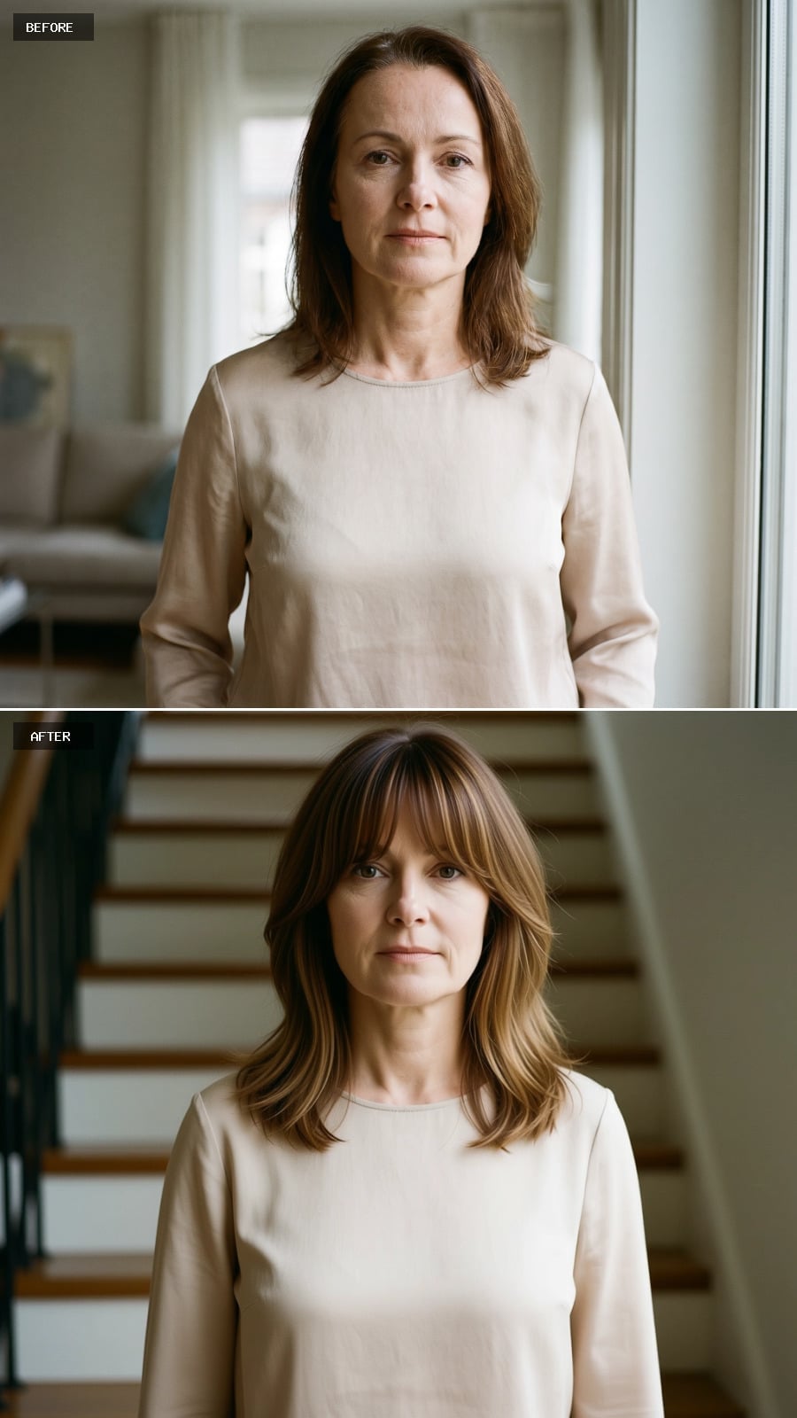 Piecey Bangs With Bright Face-Framing Highlights