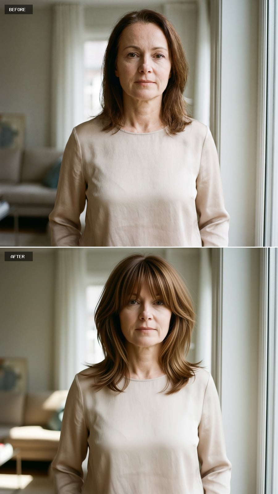 Blunt Micro-Fringe With Shaggy Shoulder-Length Layers