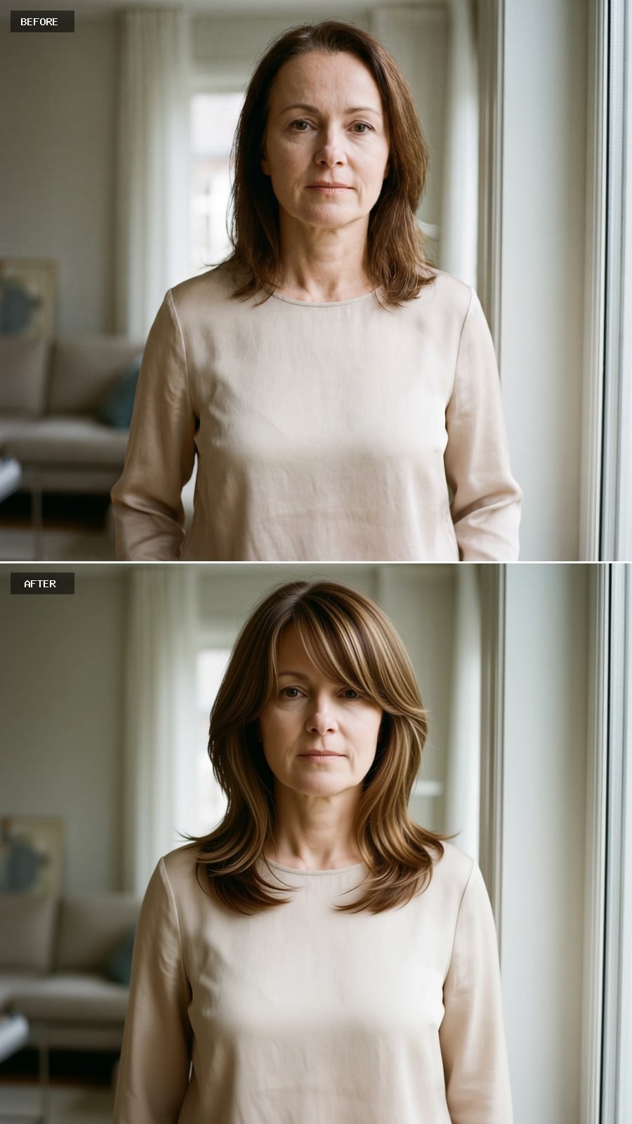 Golden Ribbons With Angled Face-Framing Layers