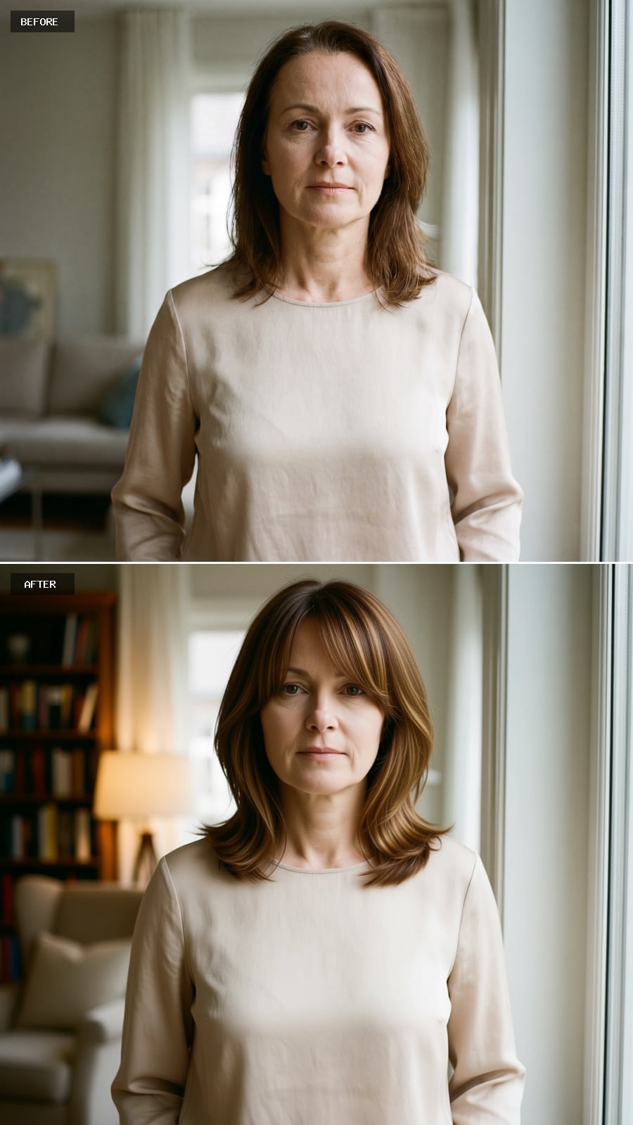 Caramel Face-Framing Pieces With a Soft Side Fringe