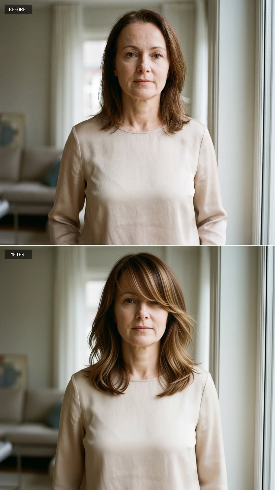 Soft Side-Swept Fringe and Shoulder-Length Layers