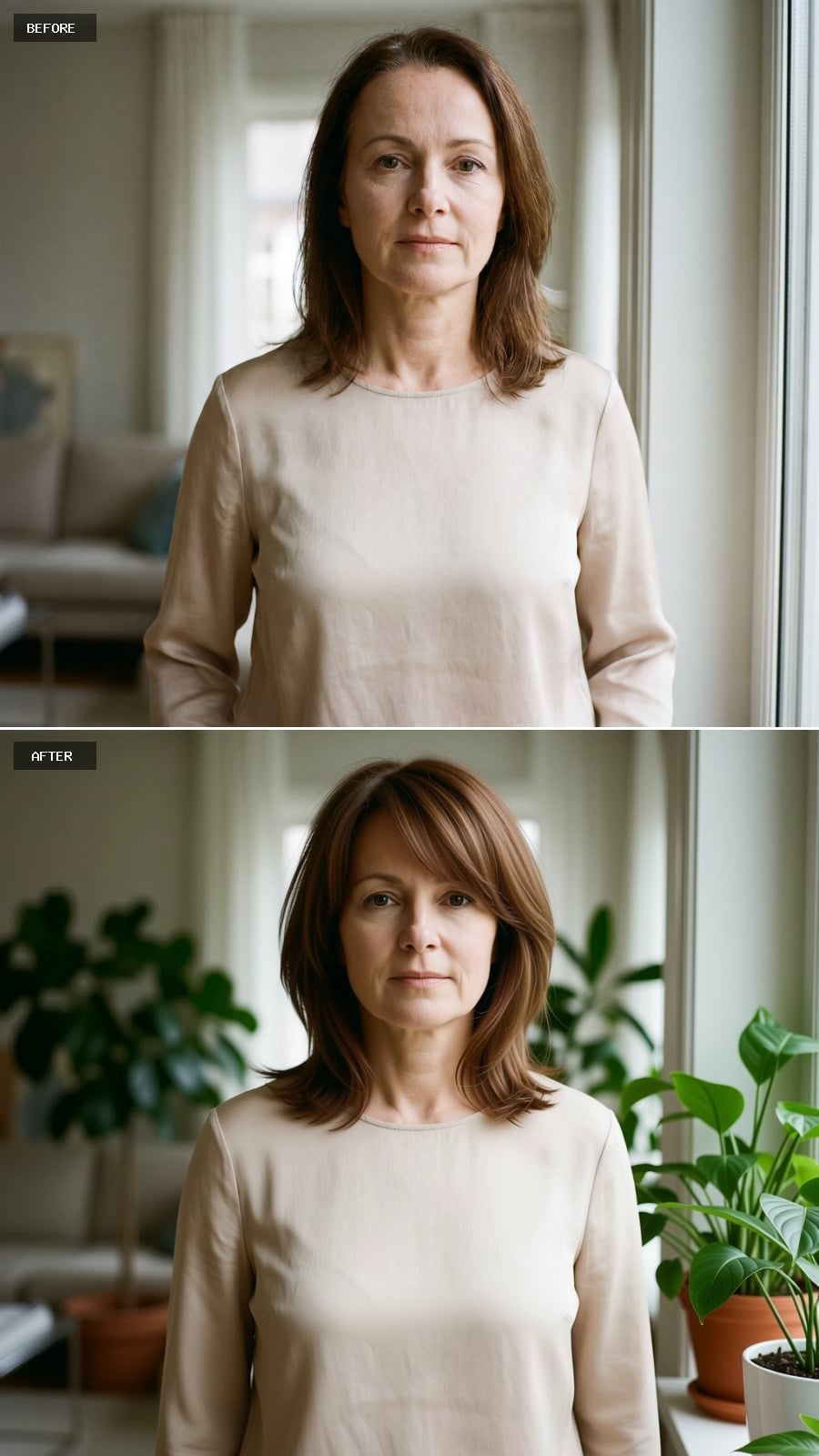 Warm Brunette Layers With a Low Side Sweep