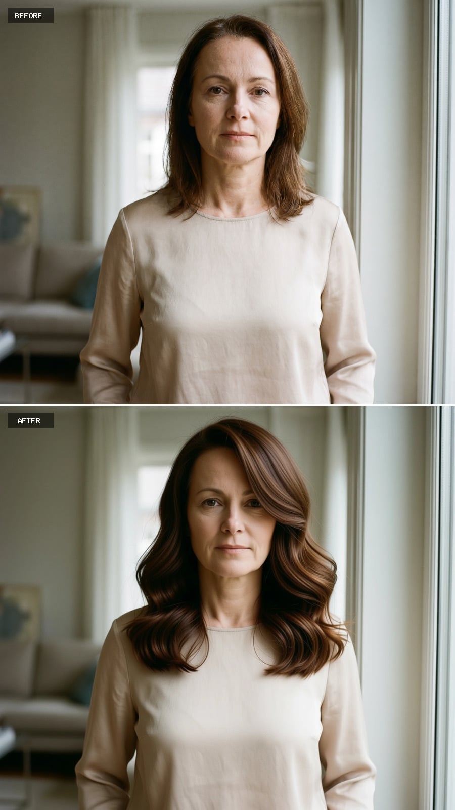 Chestnut Waves With an Off-Center Part