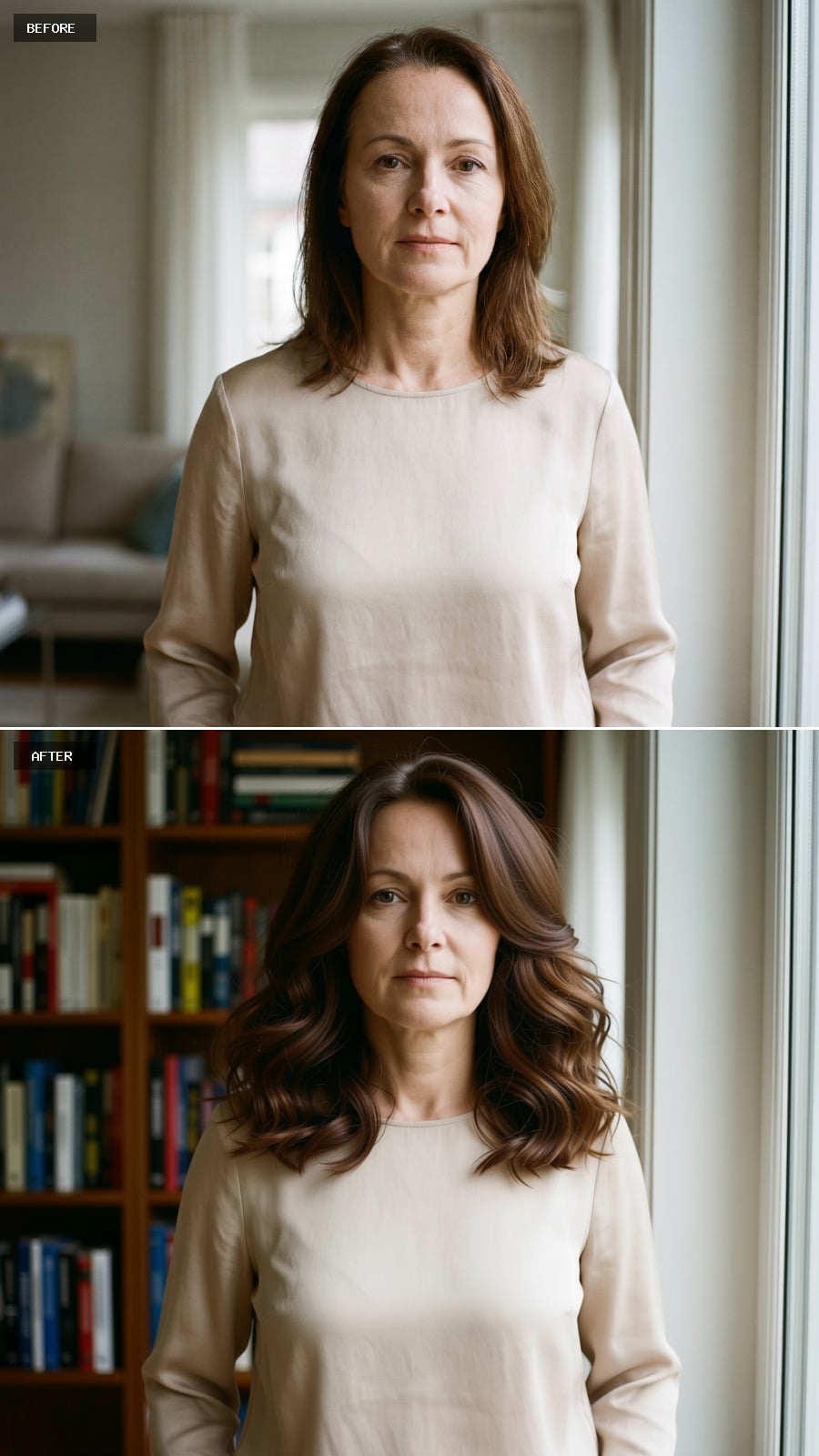 Full Brunette Waves Built Through the Sides