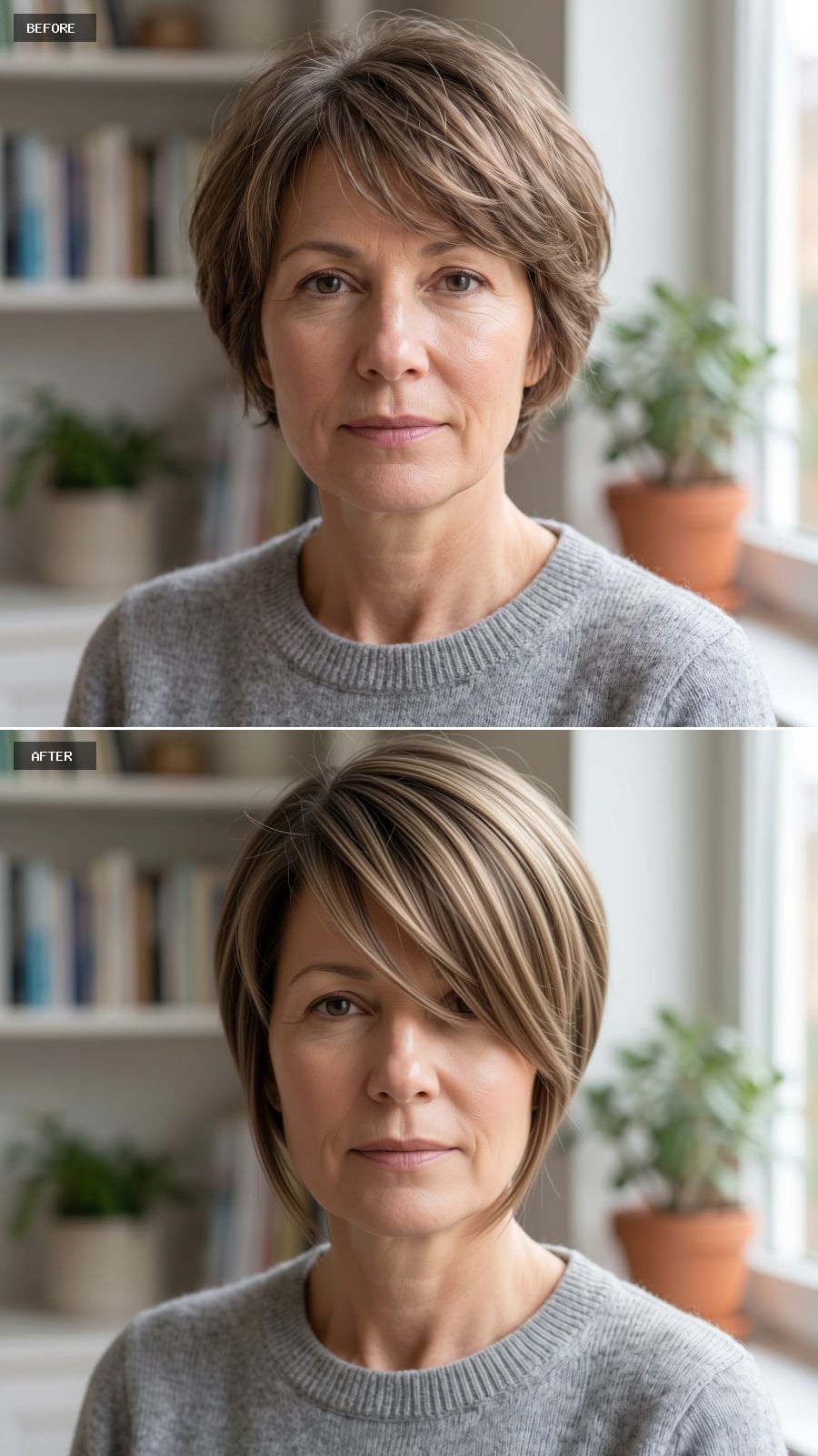 Diagonal Bob, Side Sweep, Highlights Placed Where Round Faces Actually Need Them