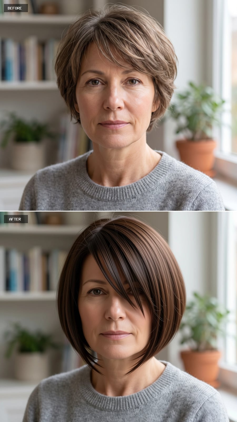 Geometric Bob, Side-Swept Fringe, and a Perimeter Precise Enough to Carry It