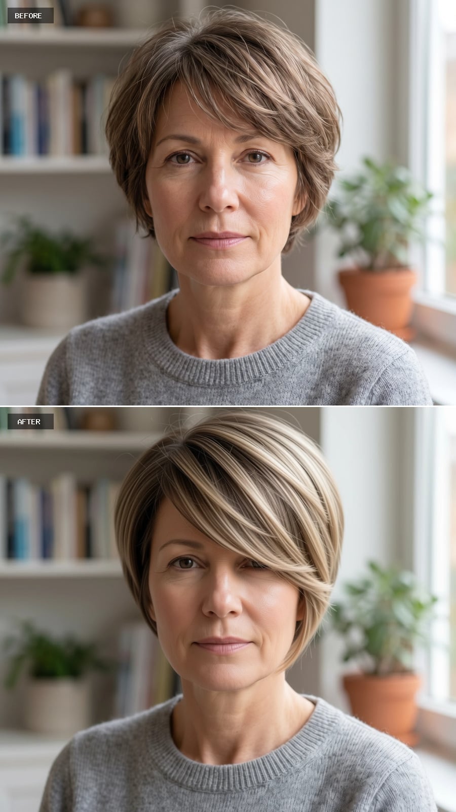 Swept Side, Highlighted Right—What This Cut Does to a Round Face