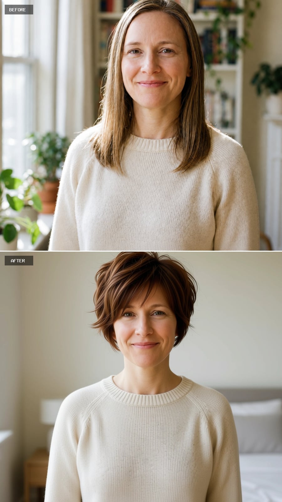Dark Auburn Pixie With Layered Volume That Forces the Camera to Focus