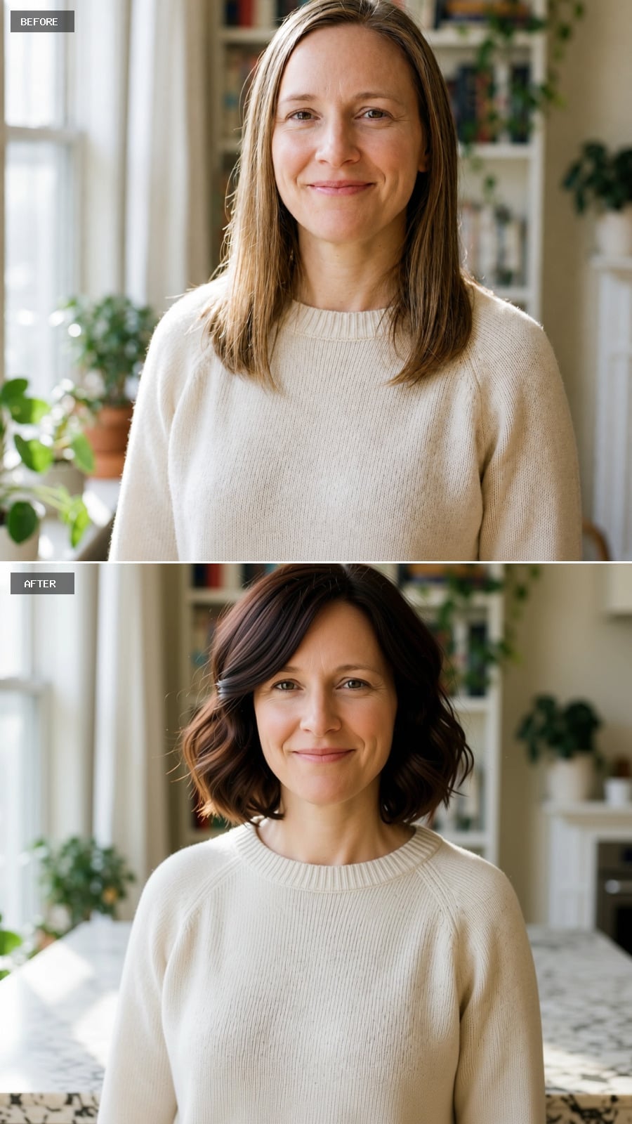 Rich Brunette Bob With Waves That Actually Register as a Shape