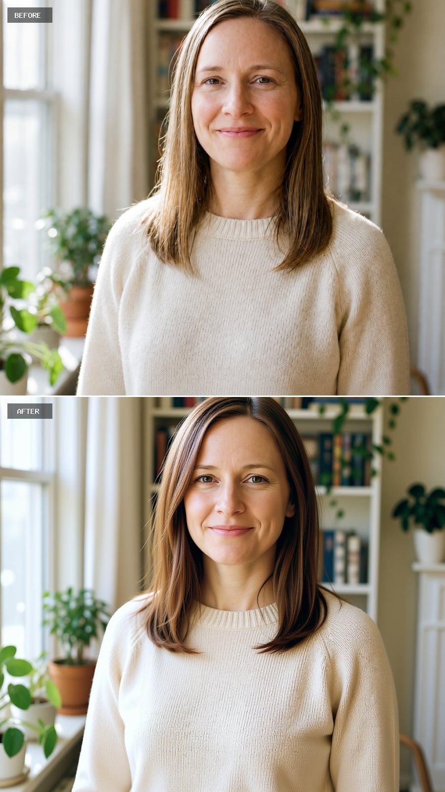 Warm Brunette Highlights Placed Where Flat Hair Goes to Hide