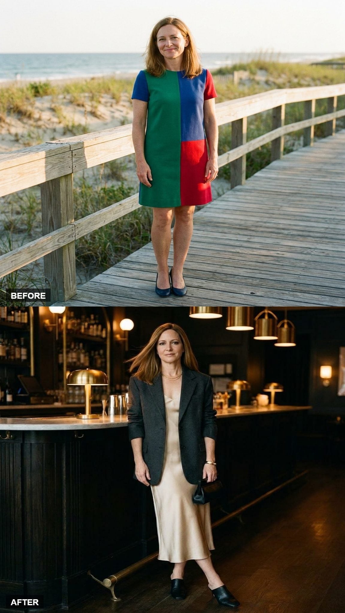 The Shift Goes Soft in a Silk Slip With a Blazer Layer