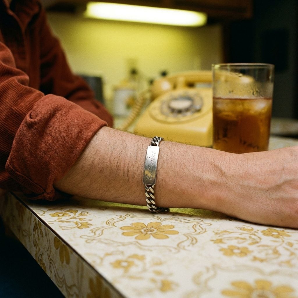 The Silver ID Bracelet With Your Name in Cursive Script