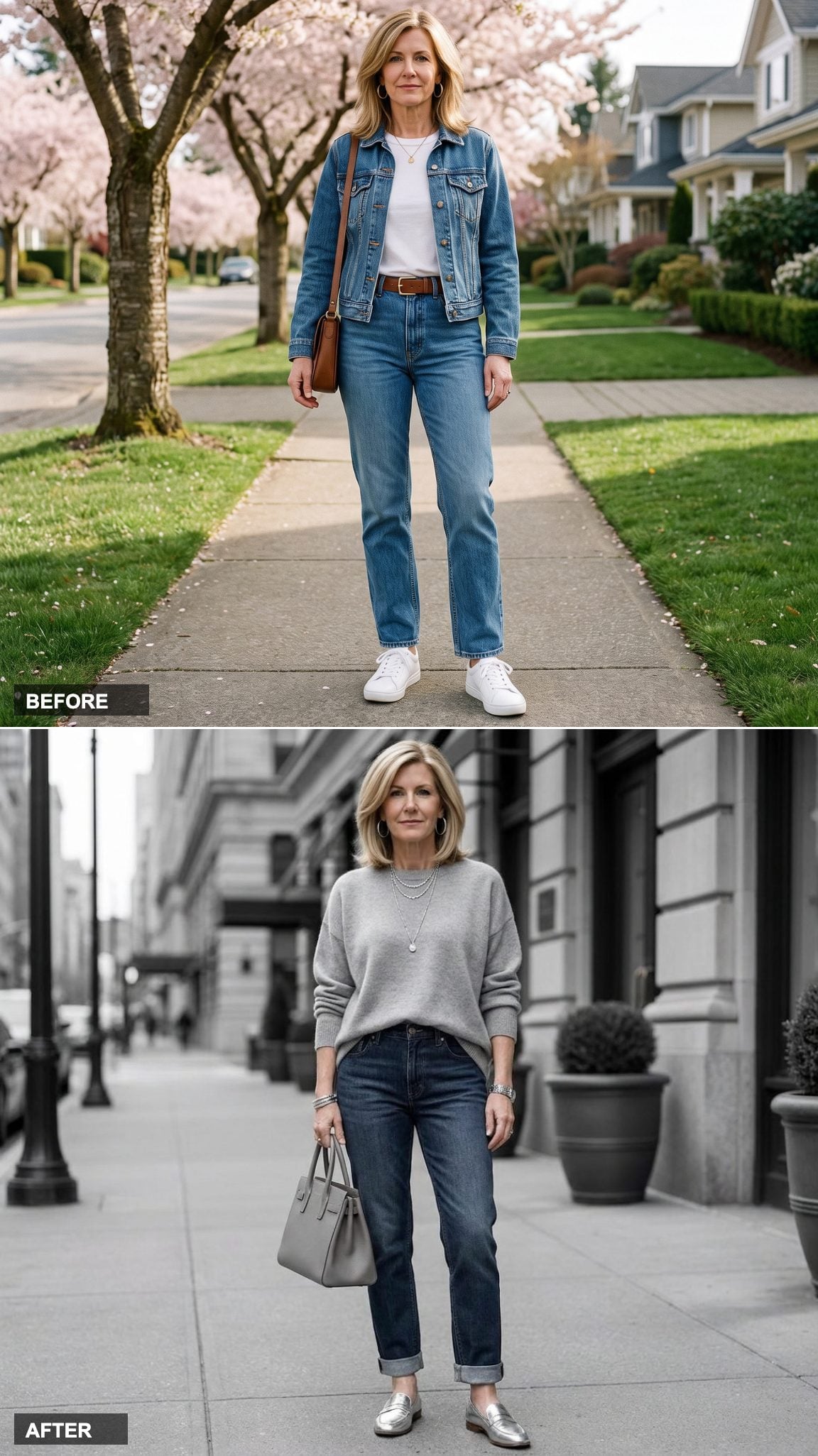 Silver Loafers, Gray Cashmere, and the Art of Monochromatic Dressing Done Right
