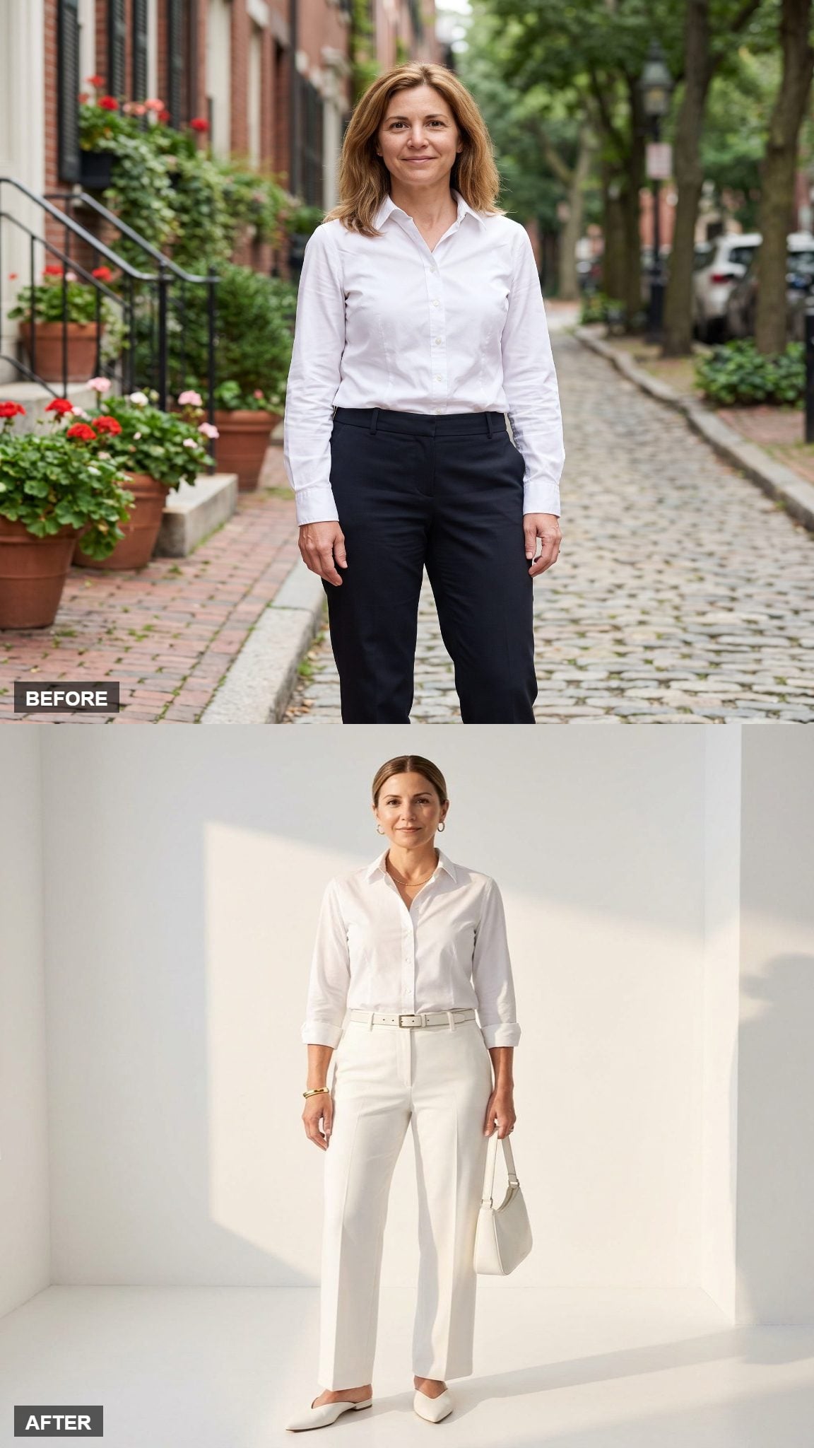 Sleek Monochrome in All White With Gold