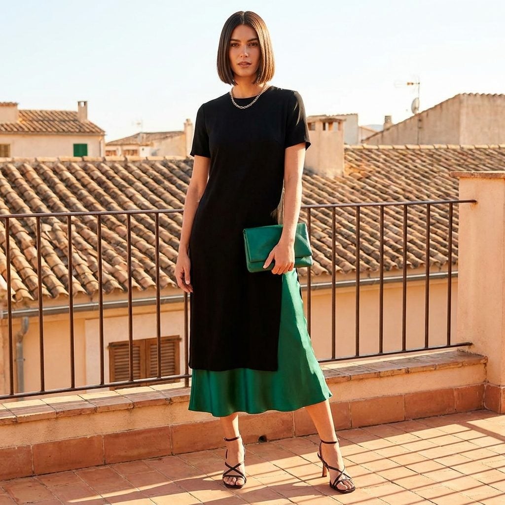 Slip a Contrast-Color Slip Skirt Underneath to Peek at the Hem