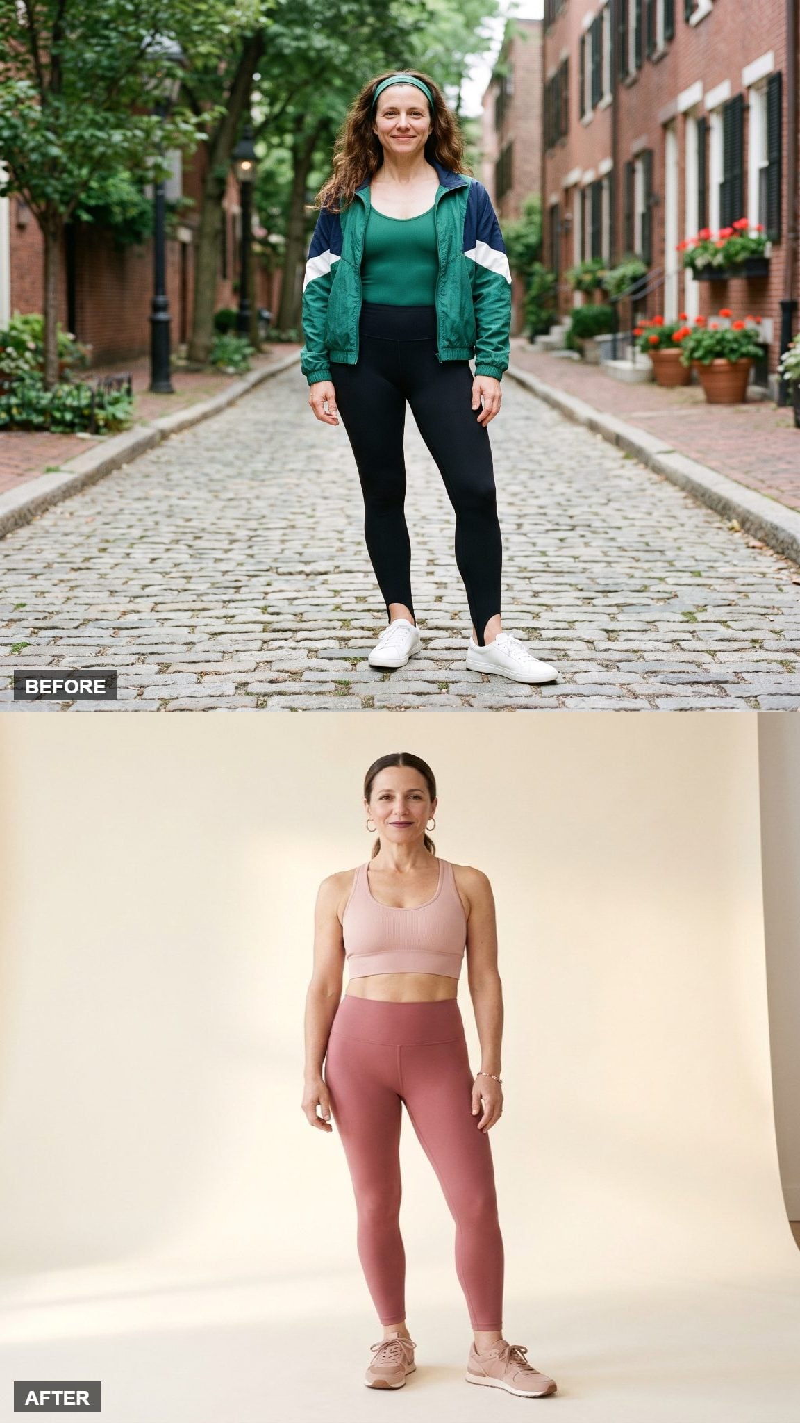 Soft Blush Ribbed Bra and High-Rise Legging in Tonal Layers