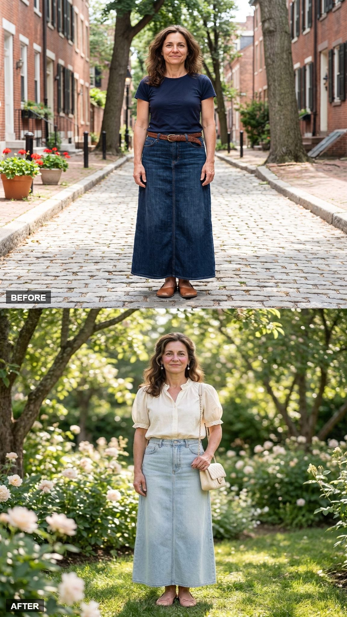 Soft Romance in a Puff-Sleeve Blouse and Ballet Flats