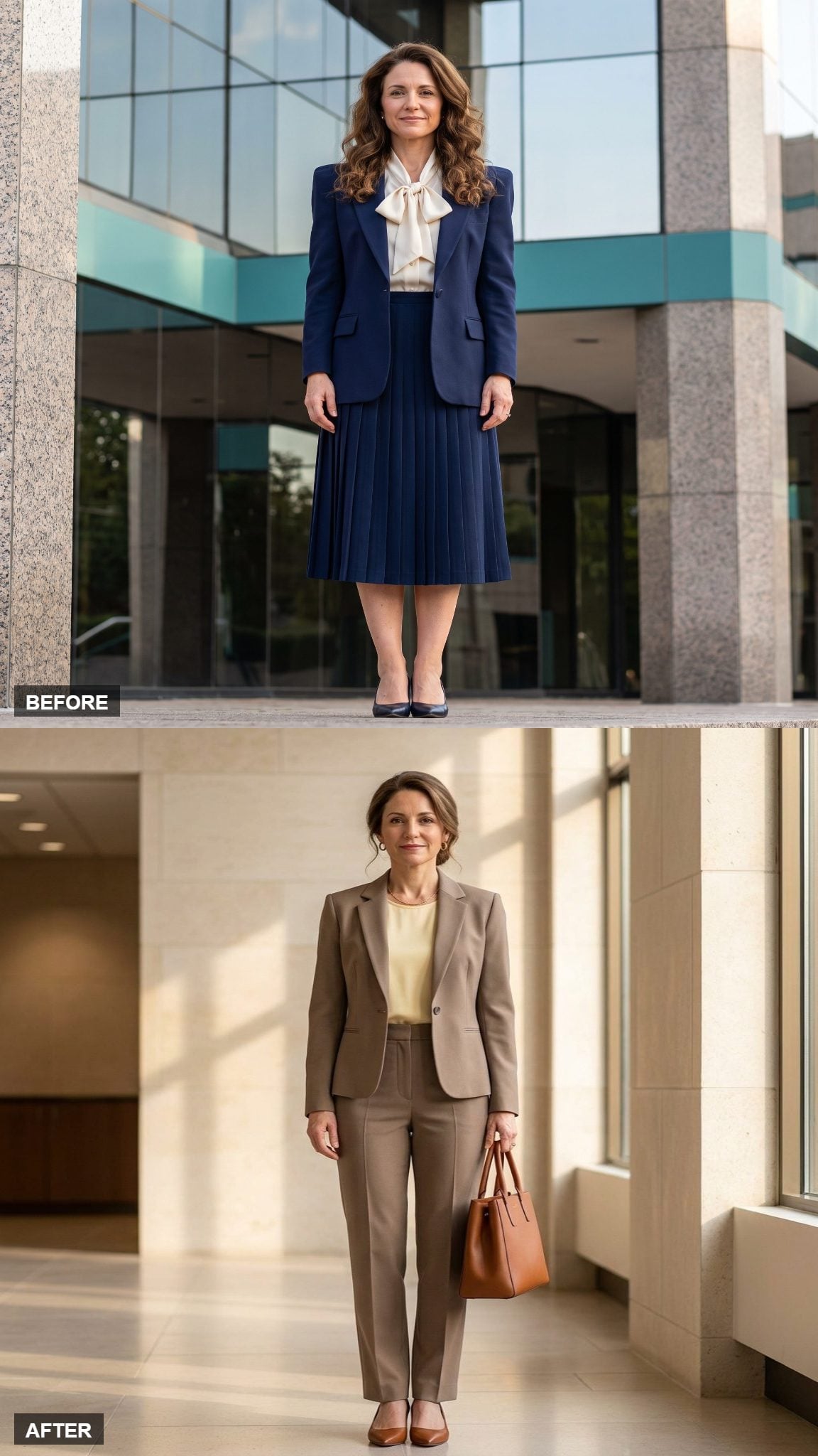 The Softened Trouser Suit in Warm Taupe