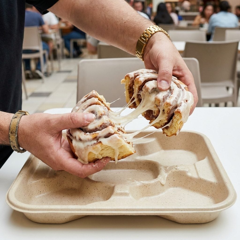 Splitting a Cinnamon Roll the Size of Your Head Counted as Lunch