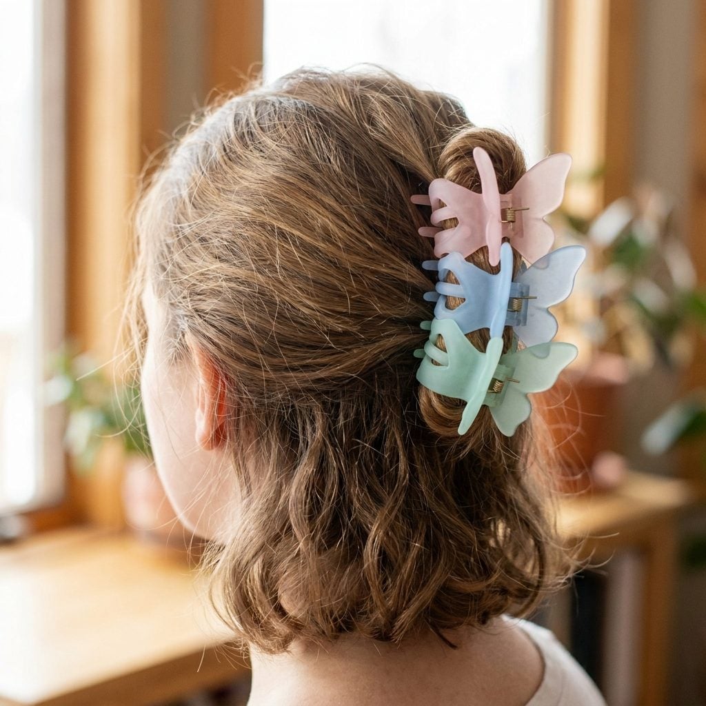 Stacking Three Butterfly Clips Together So They Looked Like One Giant One