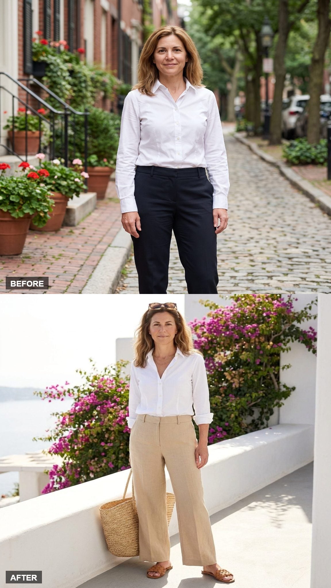 Sun-Drenched Coastal Ease in Wide-Leg Linen