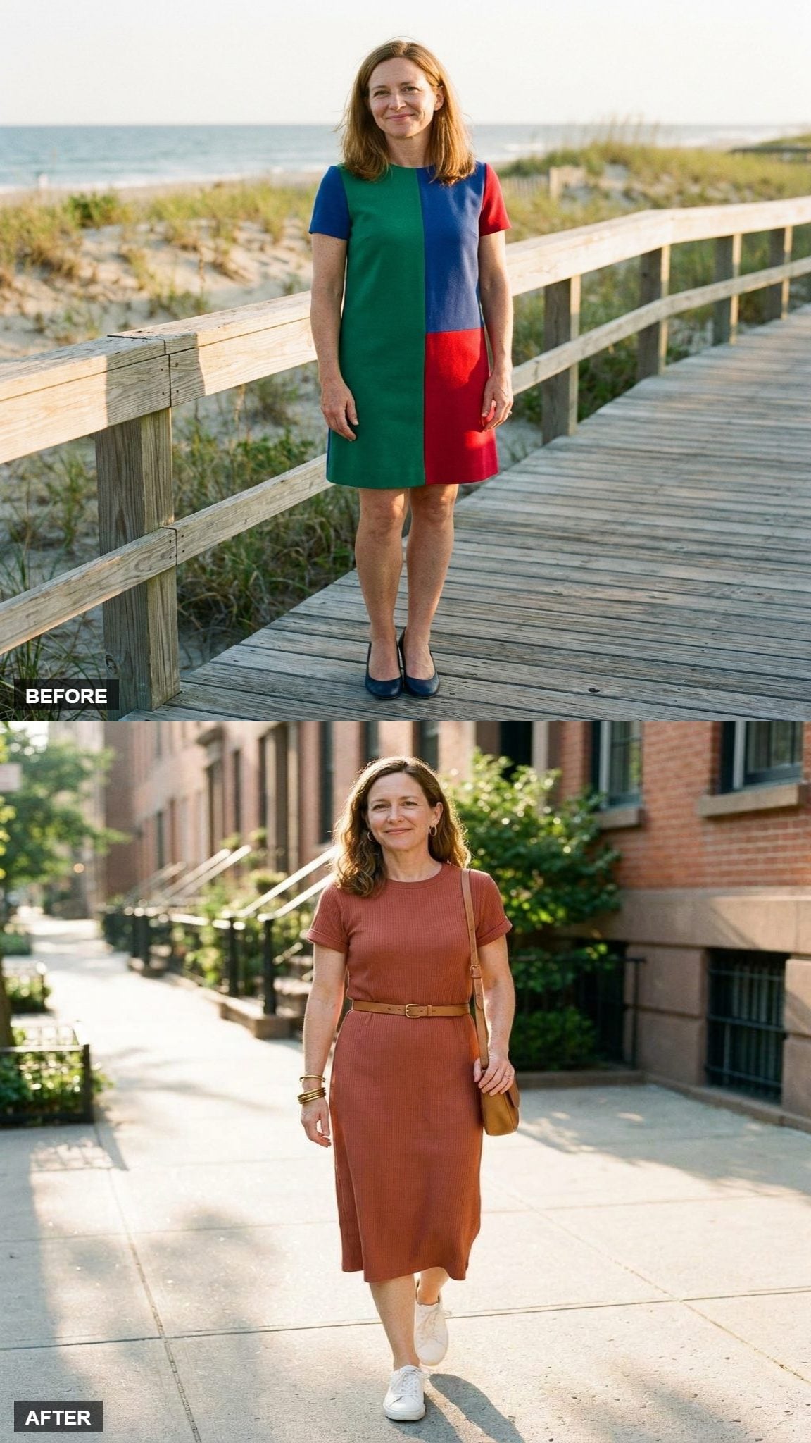 Sunday Ease in a Terracotta Jersey T-Shirt Dress