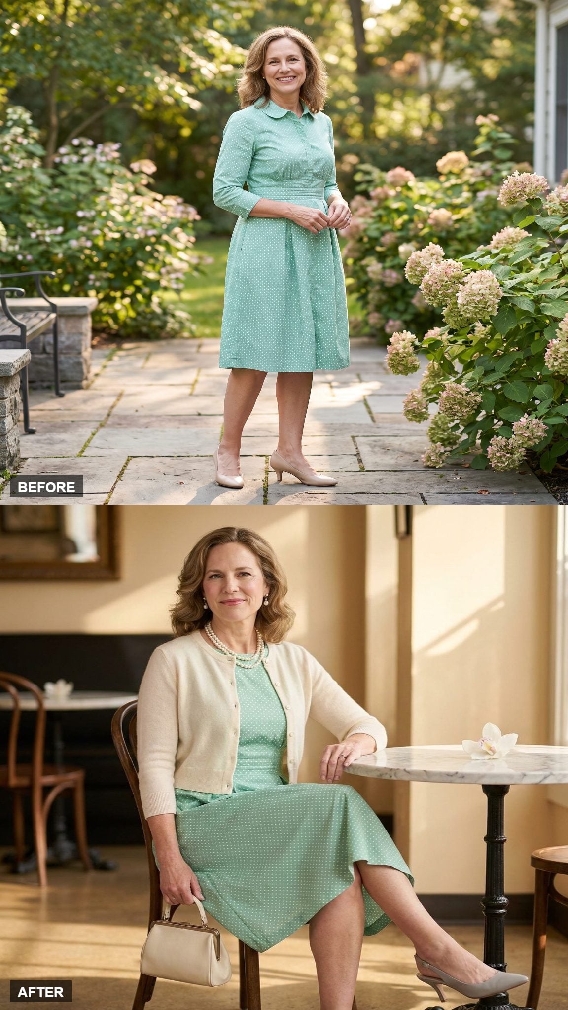 Sunday Jazz Brunch in Pearls and a Cropped Cashmere Cardigan