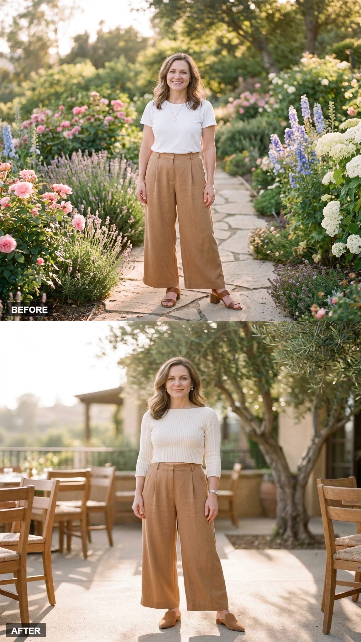 Long Lunch in a Cropped Ivory Knit and Pearl Studs