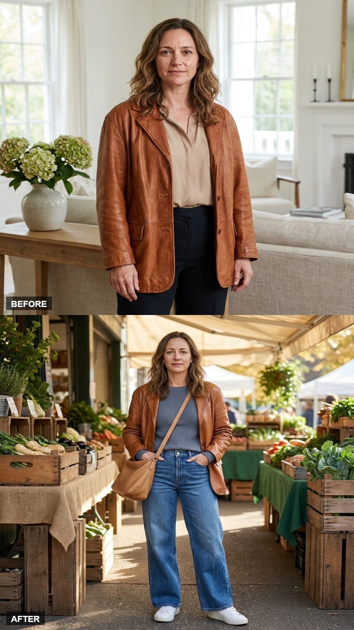 A Slate Knit With Wide-Leg Jeans