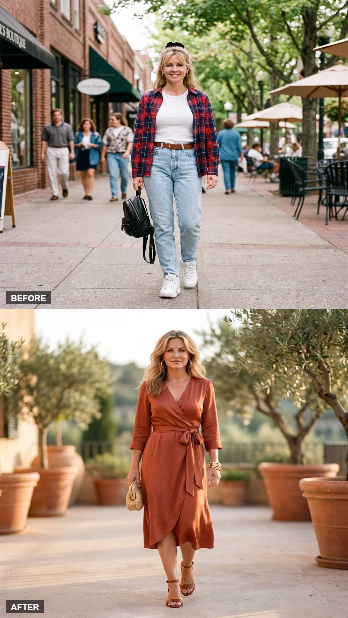Terracotta Wrap Dress at Golden Hour