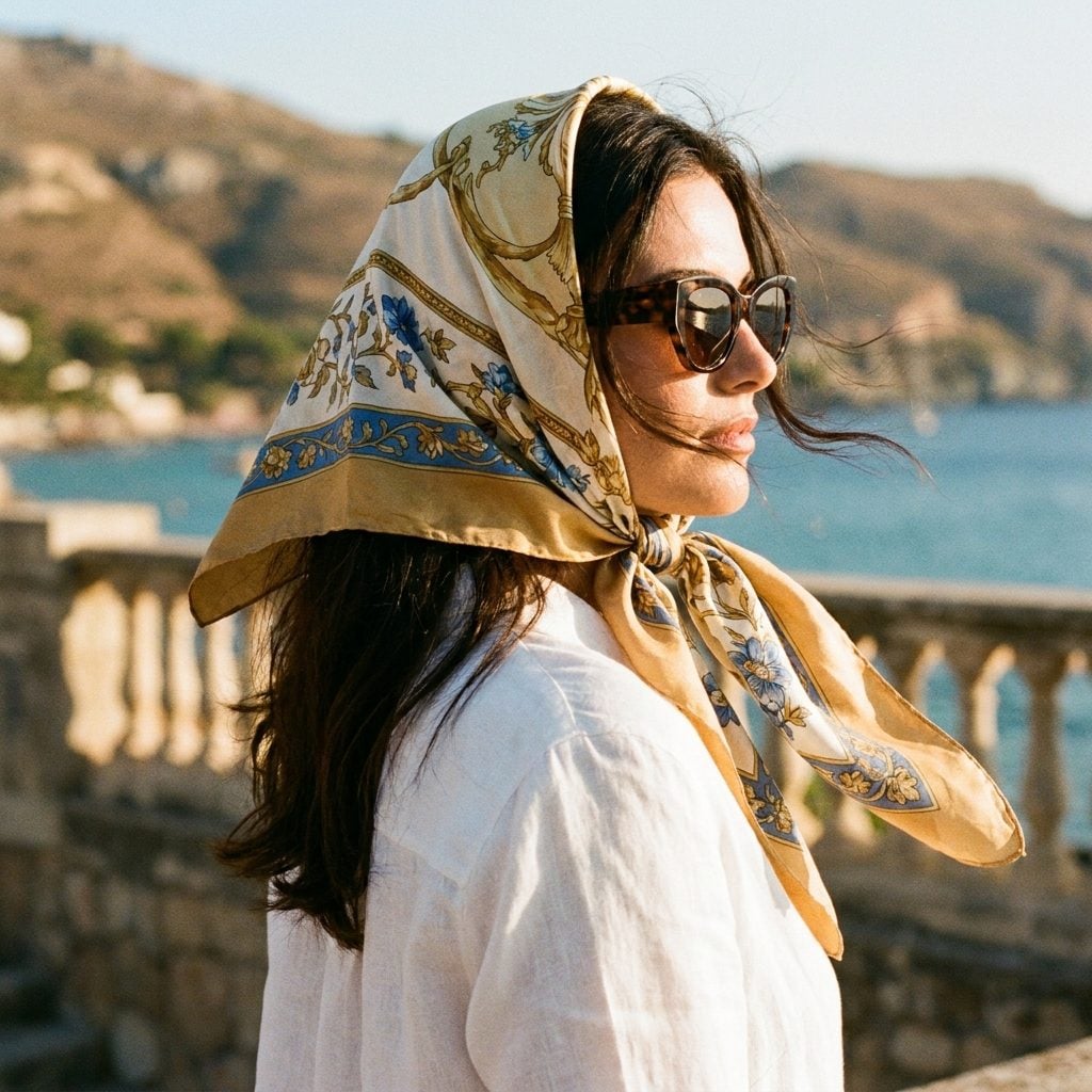 Tie It as a Headscarf at the Nape and Let the Sunglasses Do the Rest
