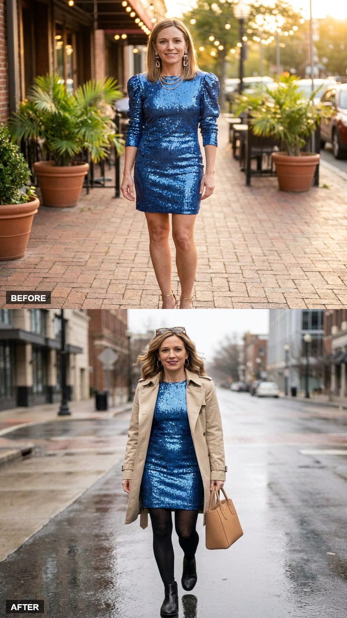 Trench Coat Thrown Open for City Sidewalk Cool