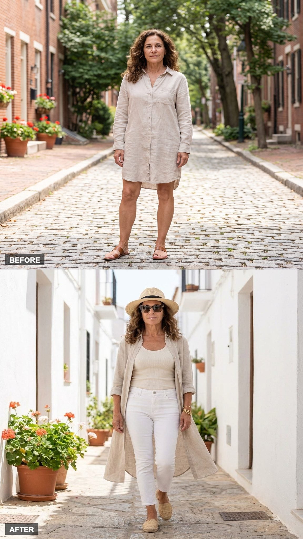 Open-Duster Ease with White Denim and a Panama Hat