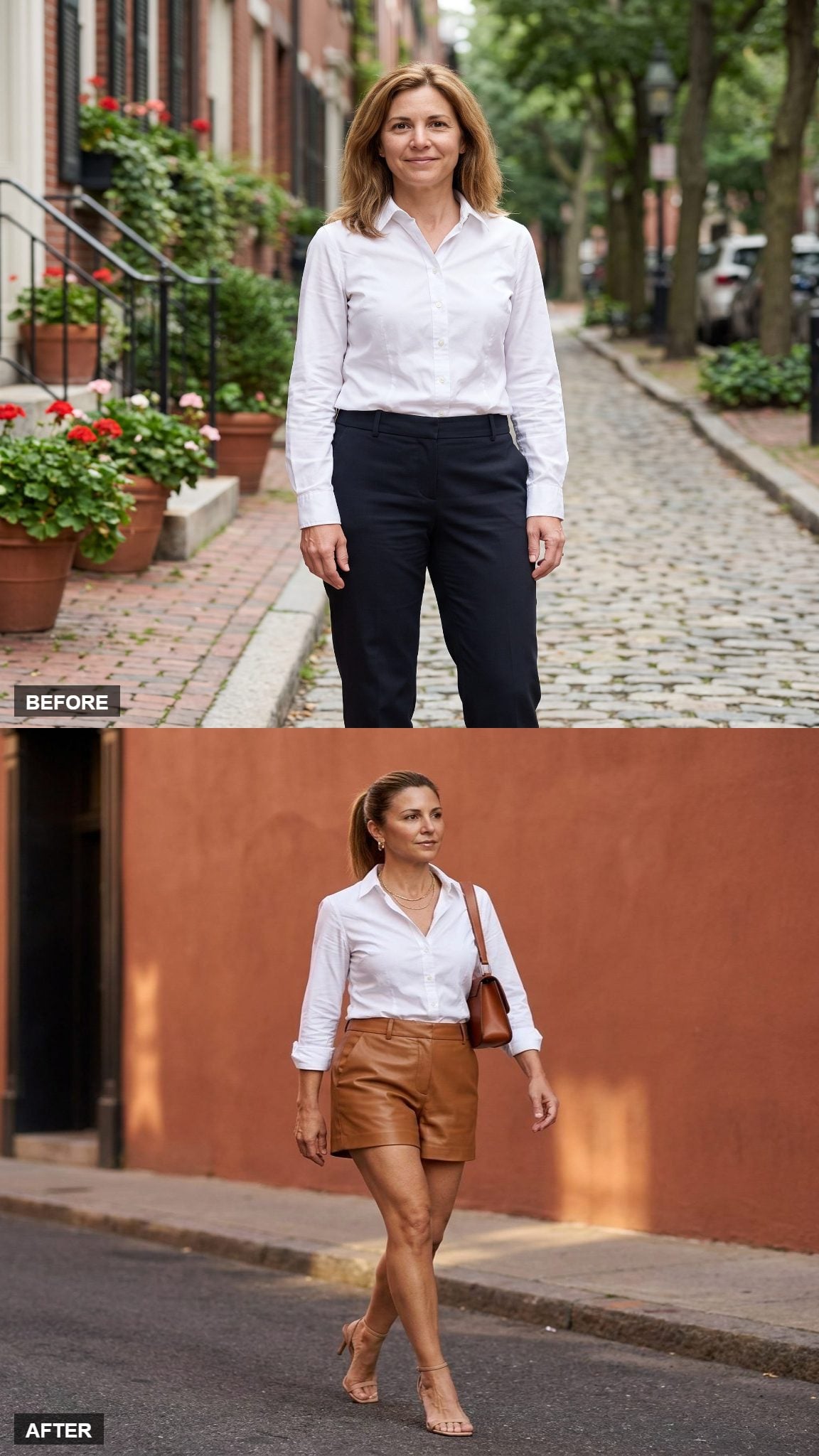 Tucked Into Leather Shorts for City Heat