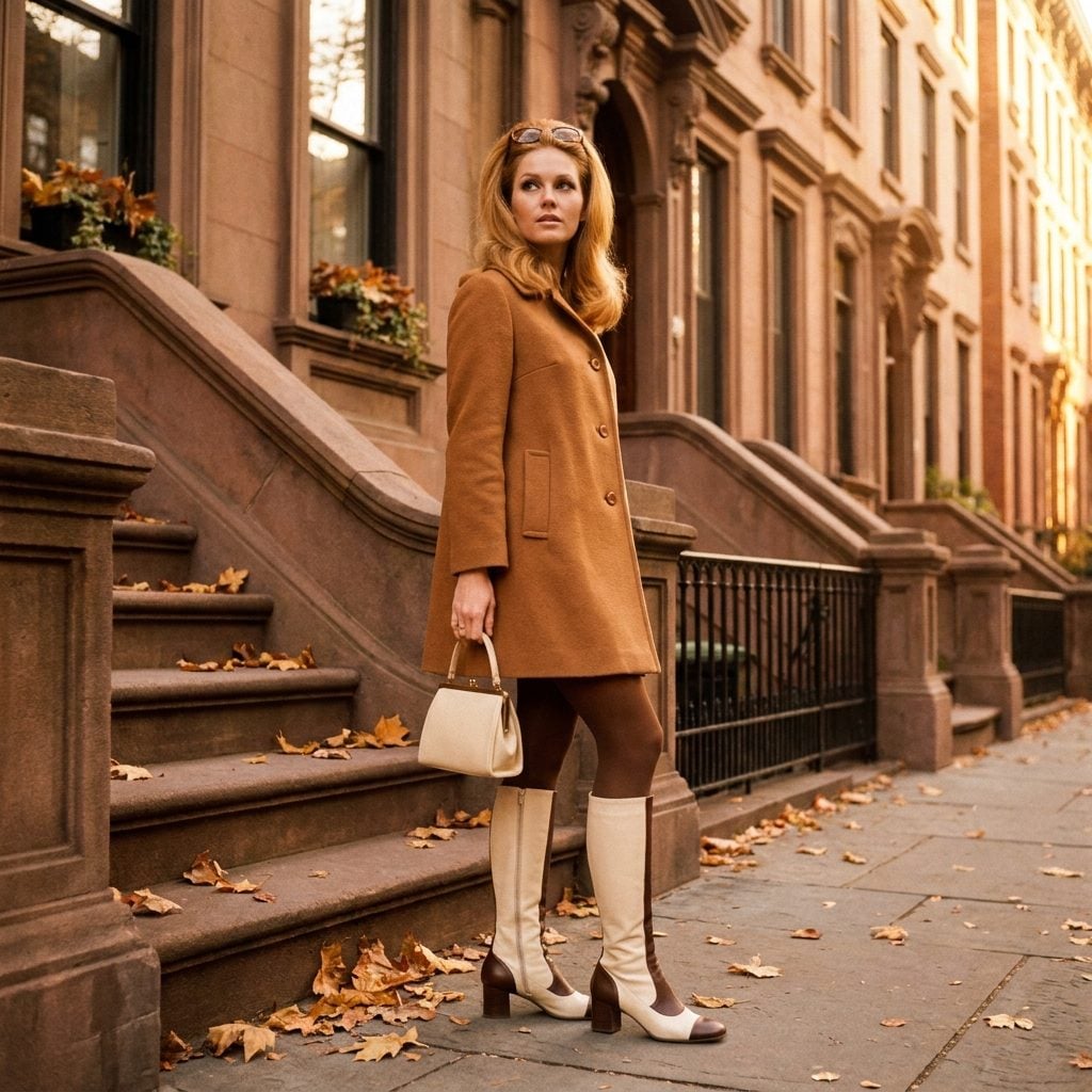 The Two-Tone Spectator Go-Go Boot in Cream and Chocolate Brown